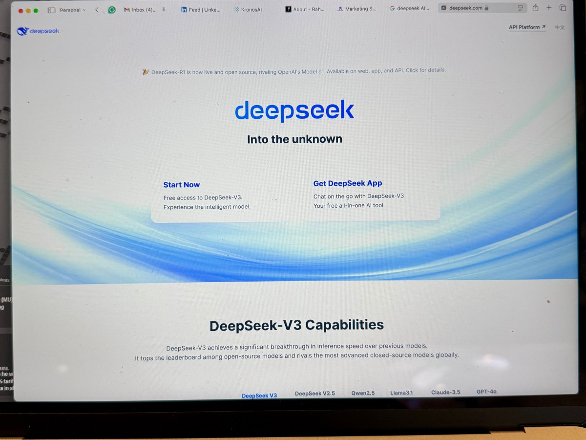 DeepSeek AI chat running on my MacBook Air